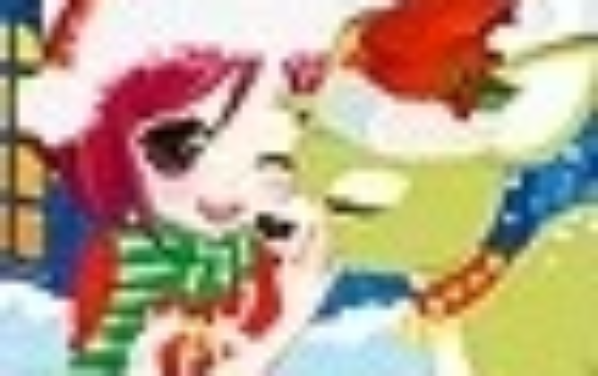 可爱圣诞女孩与小鹿