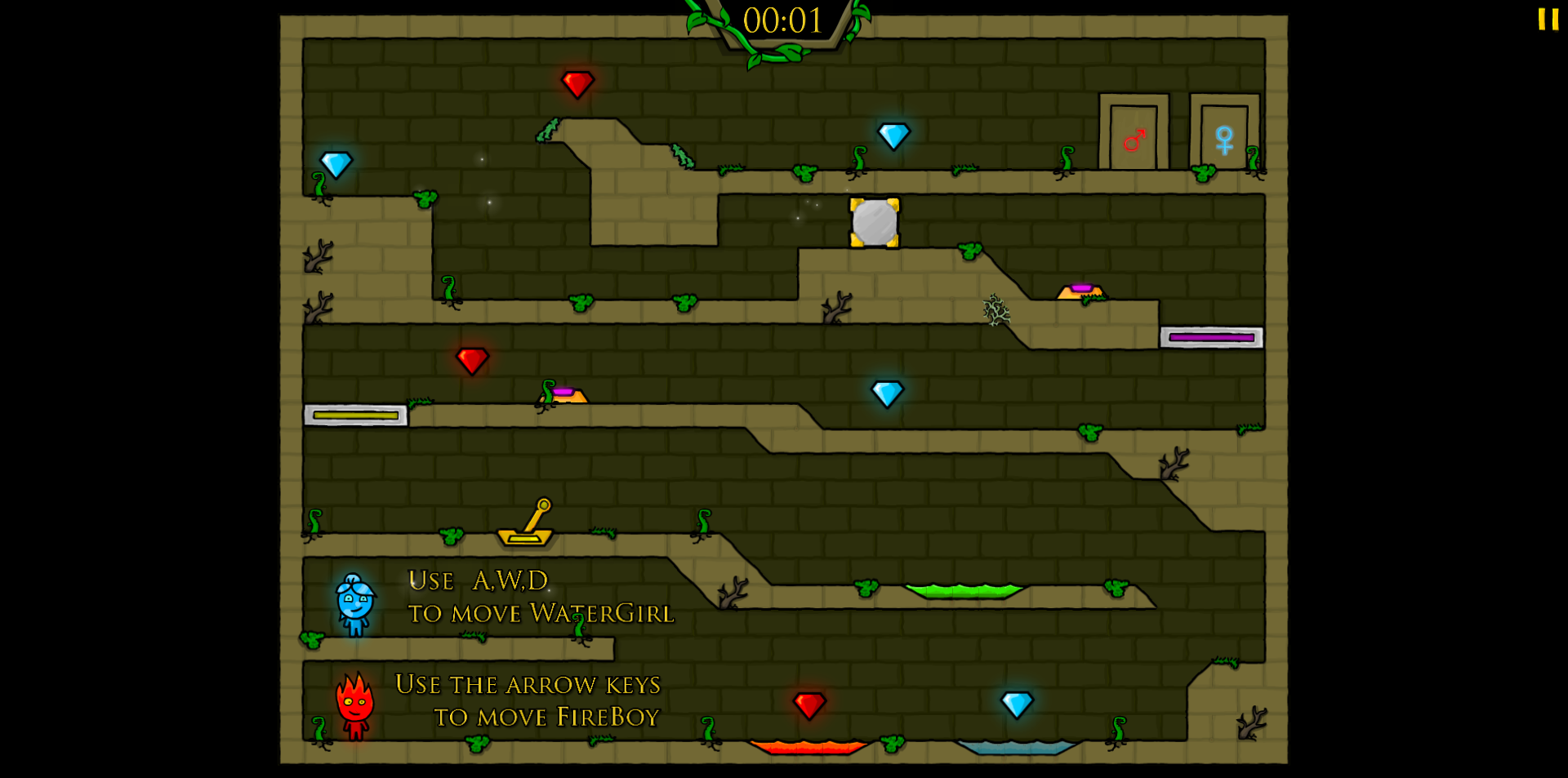 《Fireboy and Watergirl 1 Forest Temple》游戏截图1