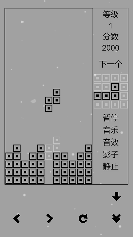 《俄罗斯方块黑白版》游戏截图2