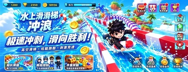 水上滑滑梯冲浪