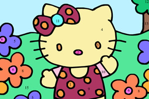 按数字为凯蒂猫上色